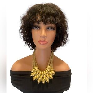Human Hair 8” Curly Wig